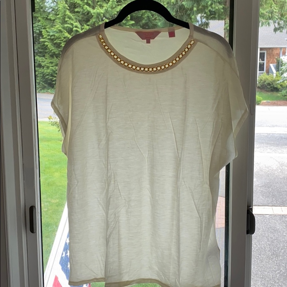 Ted Baker Gold chain neckline top